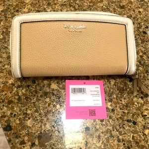 Kate spade slim continental wallet in warm stone